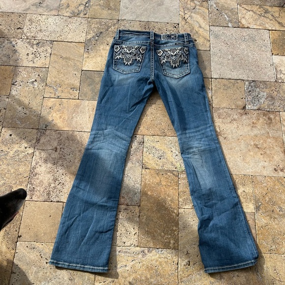 Women's Missme 28 Blue Jeans with Embroidered Pockets low rise - Picture 2 of 2